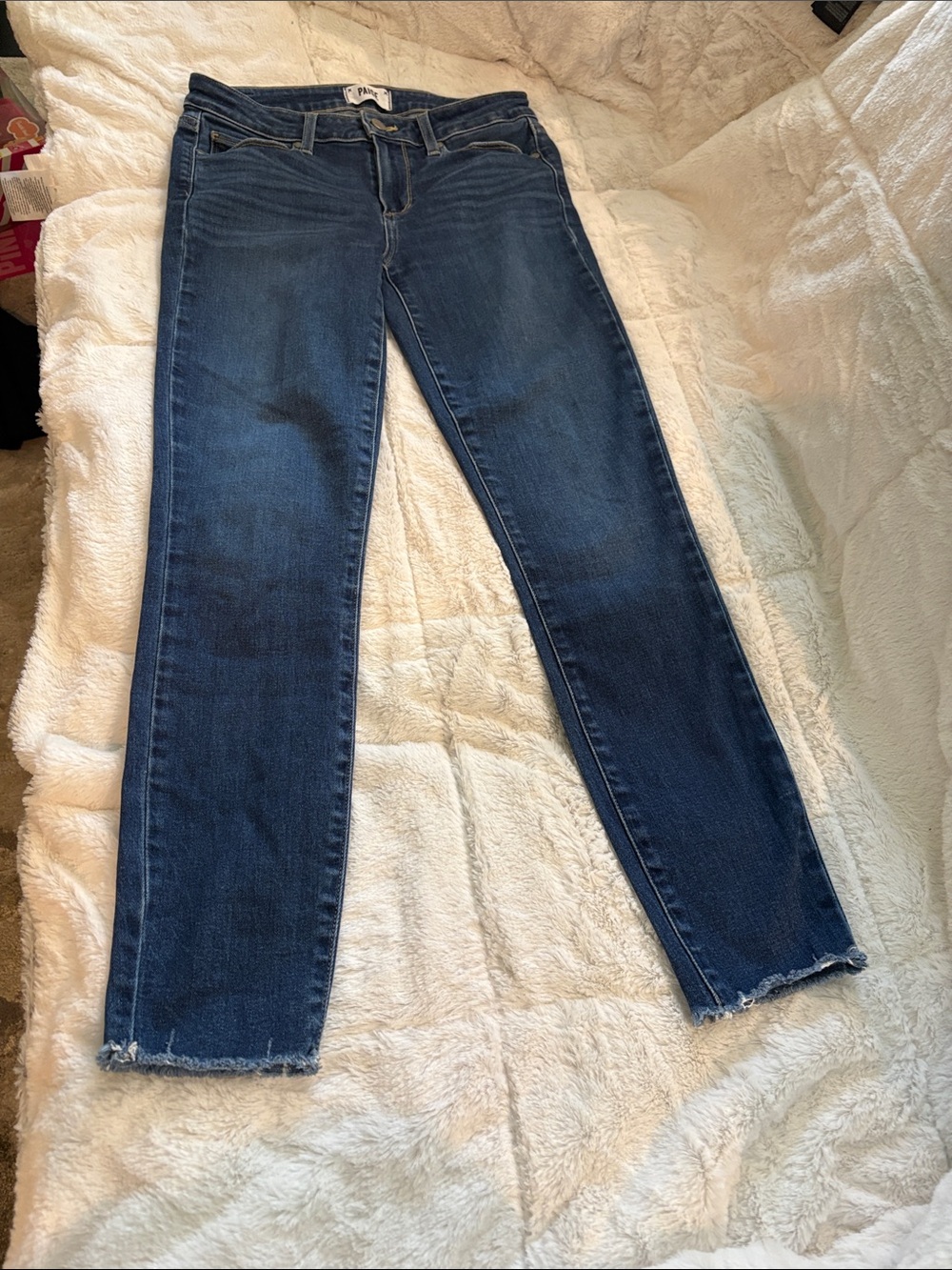 PAIGE Dark Blue High-Rise Stretch Jeans - Picture 2 of 8